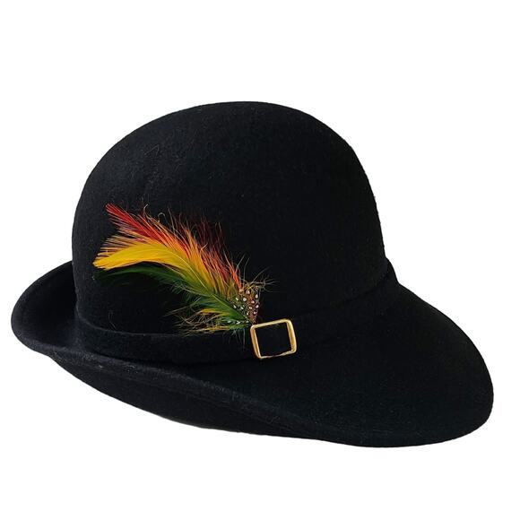 Vintage Lancaster Wool Hat Black Feather Sloping Brim Equestrian Chic main image 9
